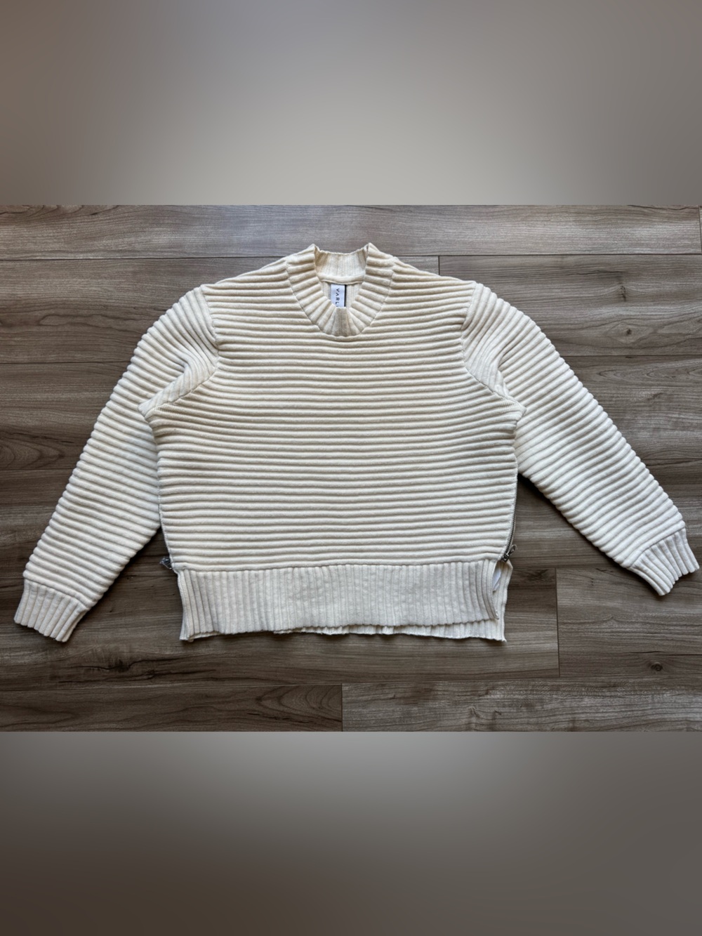 Varley Talbert Sweater Ivory Size XS for Anthropologie ribbed with side zippers - Picture 4 of 9